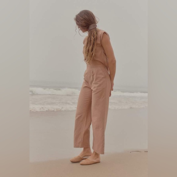 Ozma of California matador silk romper in conch beige size small. - Picture 2 of 10